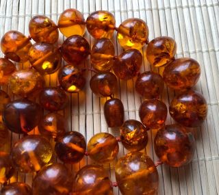 Old Geniune Natural Antique Baltic Vintage Amber jewelry stone Necklace 3