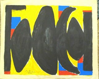 Vintage Abstract Canvas Signed Robert Motherwell,  Modern Art 20th century 2