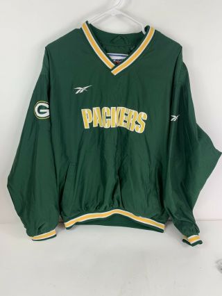 Vintage Mens Green Bay Packers Reebok Pro Line Pullover Jacket M 90s
