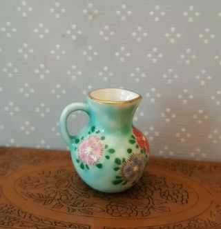 Dollhouse Miniature Vintage Hand Painted Japanese Porcelain Pitcher,  Signed