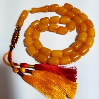 58 Grams Unique Amber Rosary Honey Bakelite Islamic Prayer 33 Beads بكلايت