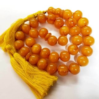 55 Gram Round Unique Amber Rosary Honey Bakelite Islamic Prayer 33 Beads بكلايت