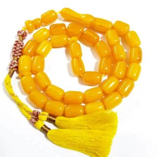 Unique Amber Rosary Yellow Bakelite Islamic Prayer 33 Beads بكلايت