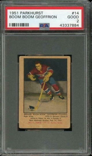 1951 Parkhurst 14 Boom Boom Geoffrion - Montreal Canadiens - Hof - Psa 2 - Rookie