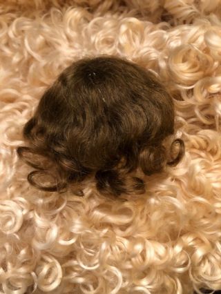 Antique Style Vintage Small Brown Mohair Doll Wig
