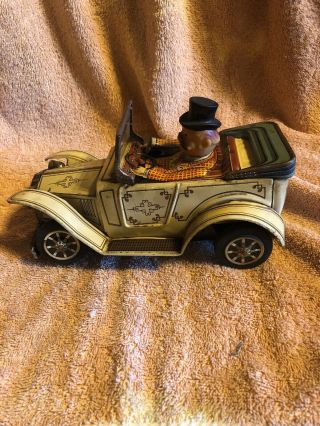 Vintage Tin Battery Operated Crazy Car With Man Made In Japan.  Trade Mark Alp
