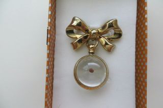 Vintage Coro Transparent Lucite Mustard Seed Brooch Pin,  Gold Tone Bow 1950 