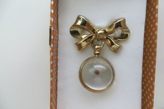 Vintage Coro Transparent Lucite Mustard Seed Brooch Pin,  Gold Tone Bow 1950 ' s 2