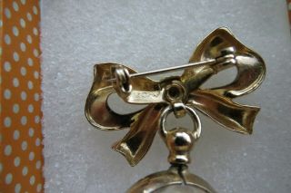 Vintage Coro Transparent Lucite Mustard Seed Brooch Pin,  Gold Tone Bow 1950 ' s 3