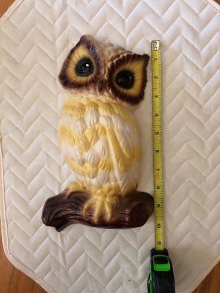 Vintage Mid - Century Hanging Owl Figure Chalkware