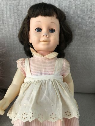 Vintage Mattel Chatty Cathy Talking Doll Pink Stripped Dress