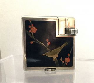 Dunhill Rare Namiki Bird Silver Savory Square Boy Petrol Lighter Paris C.  1935
