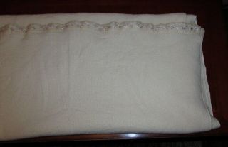 Vintage Thermal Woven Cream Blanket 2 " Binding Queen Or King 85 " X 89 "