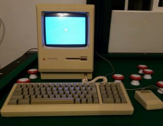 Vintage Apple Macintosh Mac Plus M0001a Keyboard Mouse Cords 1mb