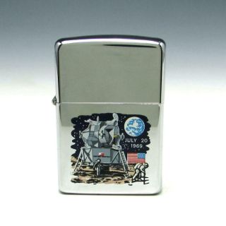 Vintage 1969 Apollo 11 Moon Landing Town & Country Zippo Lighter w/ Box UNFIRED 2