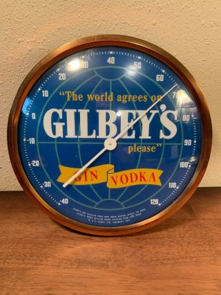 Minty Vintage Gilbeys Gin Vodka Liquor Bubble Glass Thermometer