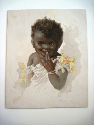 Sweet Vintage Black Americana Print Of Girl Wearing White Dress W/ Yellow Bows