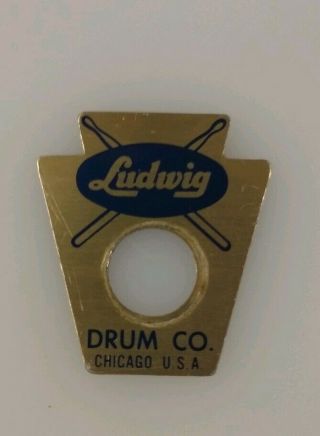 Ludwig 50s 60s Vtg Transition Badge Logo Snare Drum Emblem Blue Brass