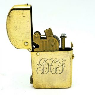 Vintage Gold Plated Nassau Push Button Semi - Automatic Lighter -