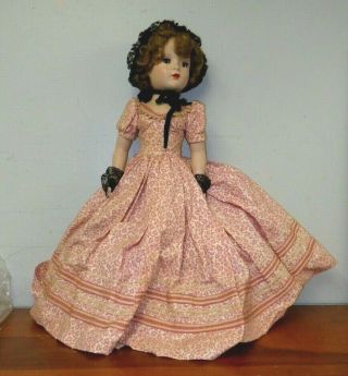 Vintage 18 " Madame Alexander Doll Tagged Pink Print Dress Hard Plastic