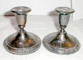 Vintage Pair Silver Plated Camille International Silver Co Candle Stick Holders