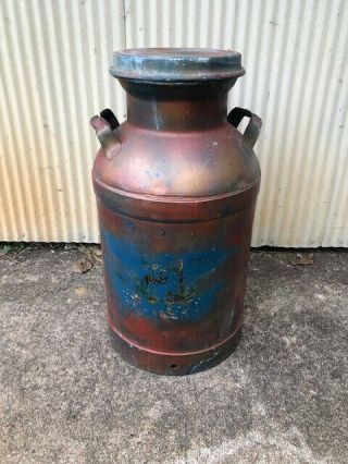 Vintage 10 Gallon Painted Steel Milk Can