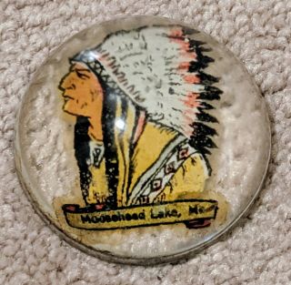 Rare Vintage Moosehead Lake Maine Native American Indian Paperweight