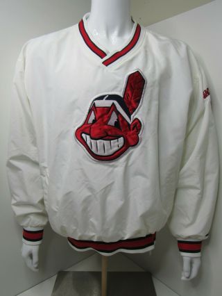 Vtg Cleveland Indians Chief Wahoo Jacobs Field White Pullover Puma Jacket Xl Mlb