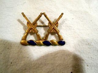 Vintage Us Army Crossed Rifles Pin/badge/insignia W/blue Enamel - Gemsco Ny