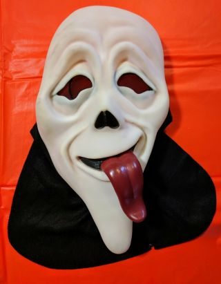 Vintage Easter Unlimited Ghost Face Scream Mask Long Red Tongue Euc
