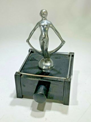 Vintage Rare Dunhill Silent Flame Art Deco Venus Nude Girl Table Lighter