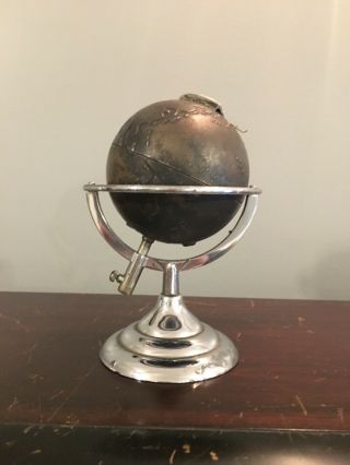 Rare Circa 1930s Art Deco Butane Table Lighter The Globe Dunhill Demuth