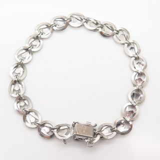 925 Sterling Silver Vintage Heart Design Link Bracelet 7.  5 