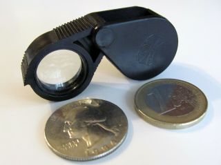 Rare Vtg.  1970s I0r 10x Magnifying Glass Loupe Lupe Lupen Pocket Size Magnifier
