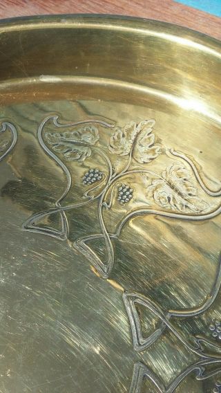 Art Nouveau Brass Tray Charger By Js&s Joseph Sankey Grape Vine Antique Platter