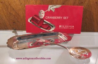 Vintage Wm.  /william Rogers ☆ Silverplate Cranberry Serving Set (box)