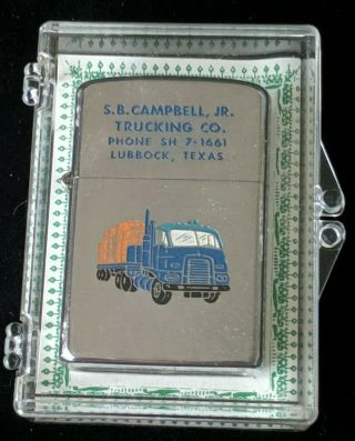 Vintage Dundee Lighter Campbell Trucking Co.  Lubbock Tx Advertisement W/ Box