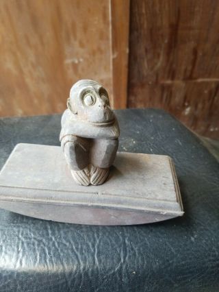 Vintage Monkey Sitting Stamp Roller Paper Weight