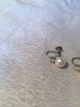 Vintage 14k White Gold With Diamond And Pearls 2
