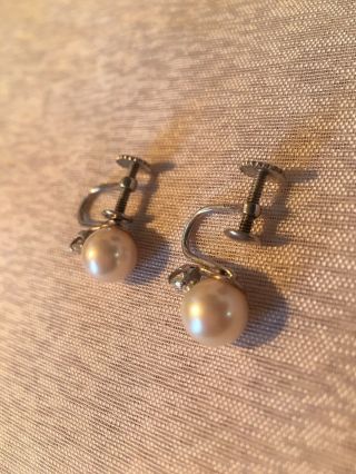 Vintage 14k White Gold With Diamond And Pearls 3