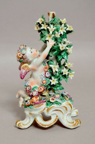 An Antique 18thc English Bow Porcelain Figure,  Candlestick