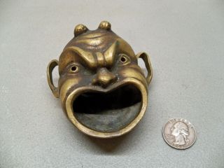 Vintage/antique Small Brass Ashtray Devil/demon/satan Scary Face