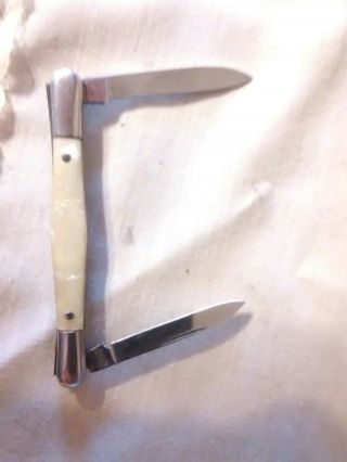 Vintage Imperial Usa Pearl Handle 2 Blade Pocket Knife Never Sharpened