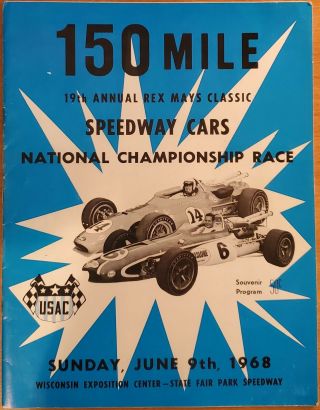 1968 Usac 150 Mile Speedway Cars Rex Mays Classic Wisconsin State Fair Park