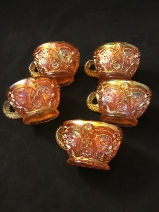5 Antique 1910 Fashion Marigold Carnival By Imperial Glass Ohio 2 - 1/4 " Punch Cup