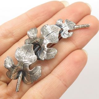 Beau Vtg 925 Sterling Silver Large Floral Pin Brooch