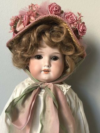 Antique Armand Marseille 390 19” Bisque Head Leather Body Doll