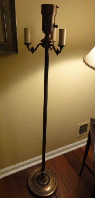 Vintage Antique Metal & Brass 4 Light Torchiere Floor Lamp 54.  5 Inches