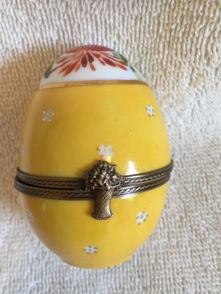 Vintage Limoges Hand Painted Egg Shape Box With Surprise Inside
