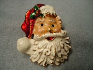 Vintage Rare Christopher Radko Vibrant Enamel Santa Claus Christmas Brooch Pin